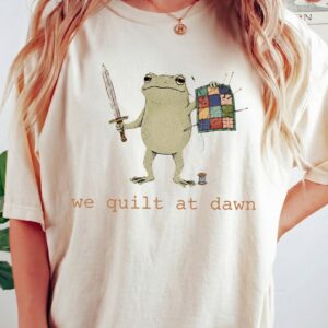 We Quilt at Dawn Tank Top - Funny Frog Warrior Quilting Shirt