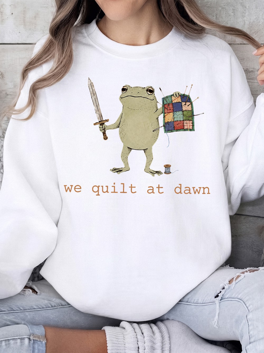 We Quilt at Dawn Tank Top - Funny Frog Warrior Quilting Shirt