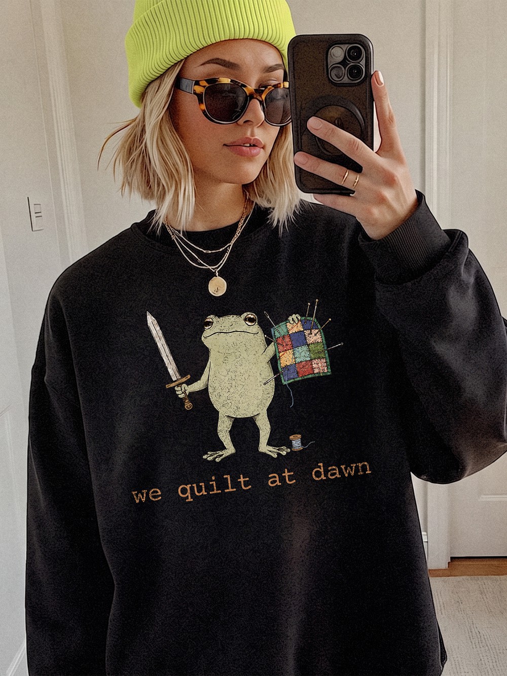 We Quilt at Dawn Tank Top - Funny Frog Warrior Quilting Shirt
