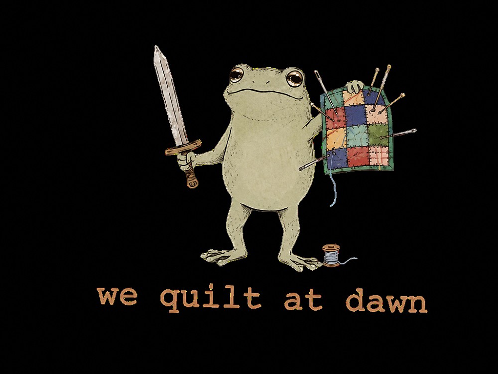 We Quilt at Dawn Tank Top - Funny Frog Warrior Quilting Shirt