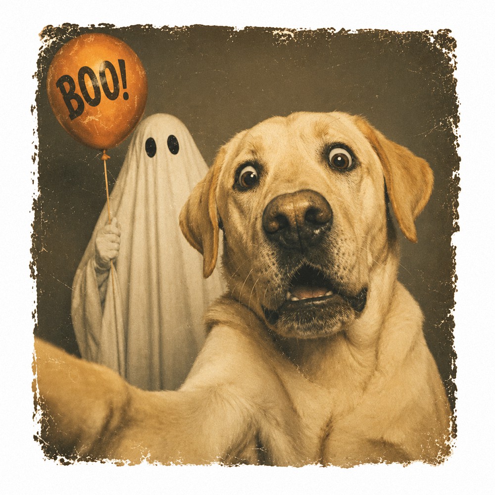 Funny Golden Retriever Boo Ghost Selfie Halloween Tank Top