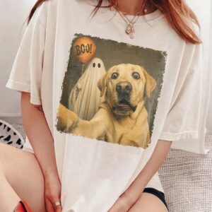 Funny Golden Retriever Boo Ghost Selfie Halloween Tank Top