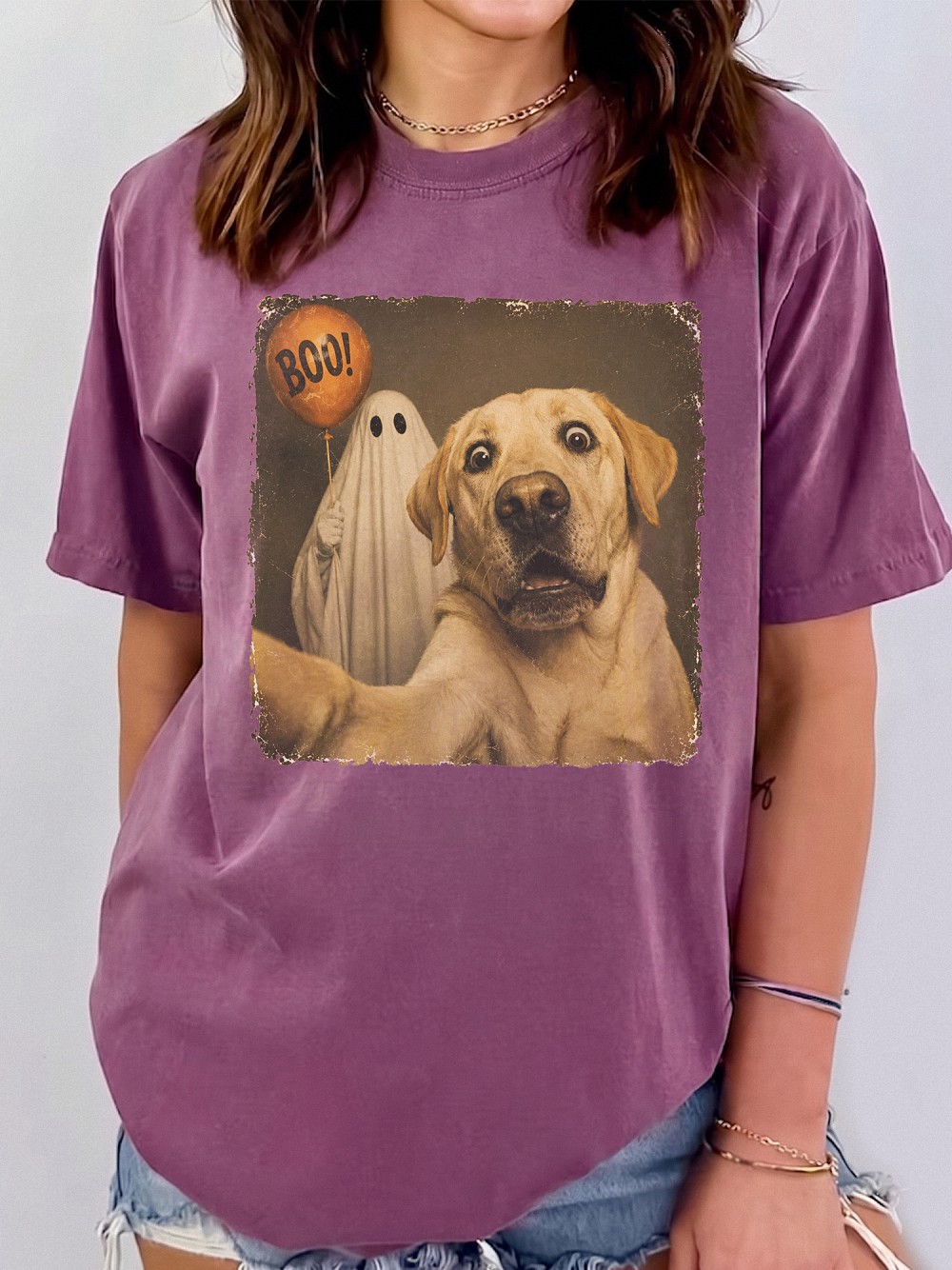 Funny Golden Retriever Boo Ghost Selfie Halloween Tank Top