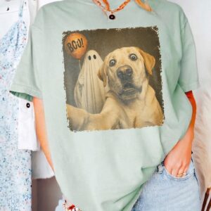 Funny Golden Retriever Boo Ghost Selfie Halloween Tank Top