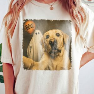 Funny Golden Retriever Boo Ghost Selfie Halloween Tank Top