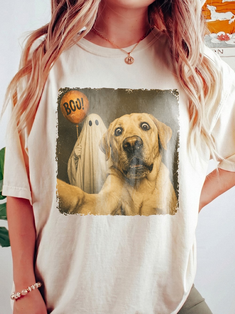 Funny Golden Retriever Boo Ghost Selfie Halloween Tank Top