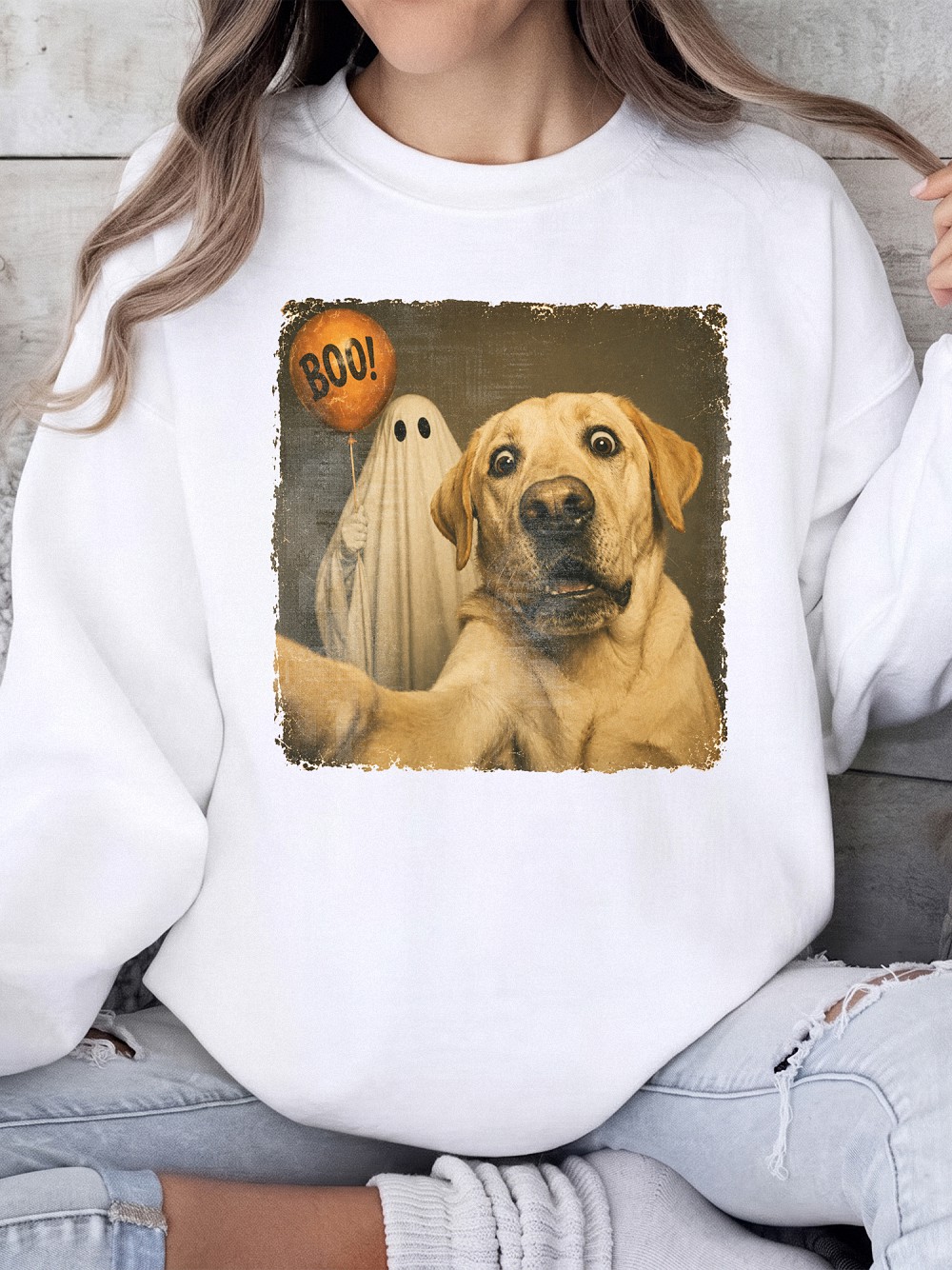 Funny Golden Retriever Boo Ghost Selfie Halloween Tank Top