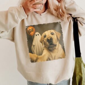 Funny Golden Retriever Boo Ghost Selfie Halloween Tank Top