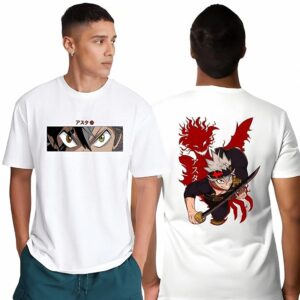 Asta Anime Graphic Tee T-Shirt with Japanese Text Demon Form Back Print