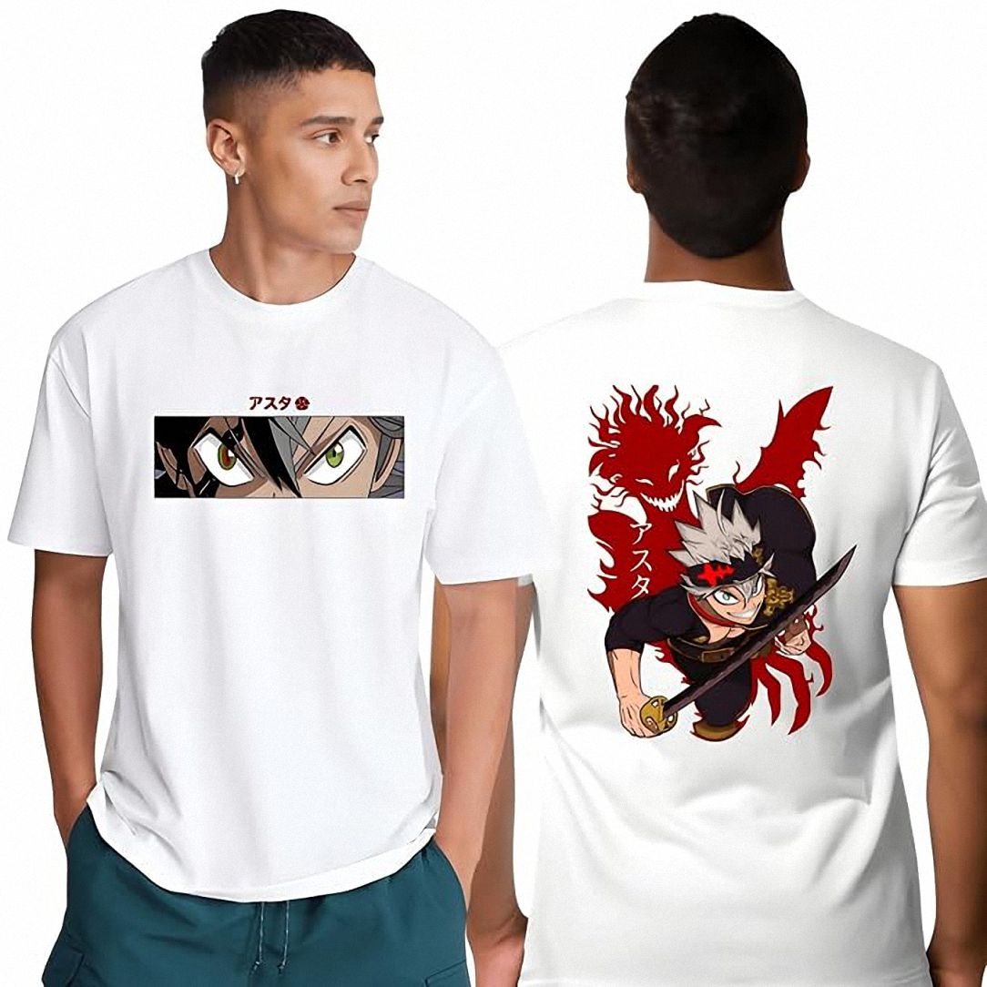 Asta Anime Graphic Tee T-Shirt with Japanese Text Demon Form Back Print