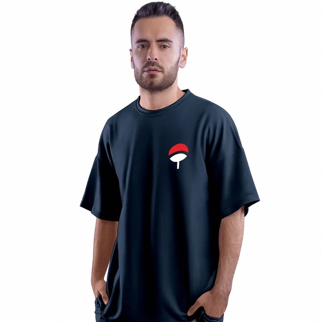 Uchiha Clan Naruto T-Shirt Sharingan Eyes Anime Graphic Tee Oversized Japanese Streetwear Shirt