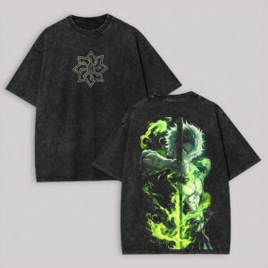 Sanemi Shinazugawa Vintage Washed T-Shirt Anime Streetwear Graphic Tee