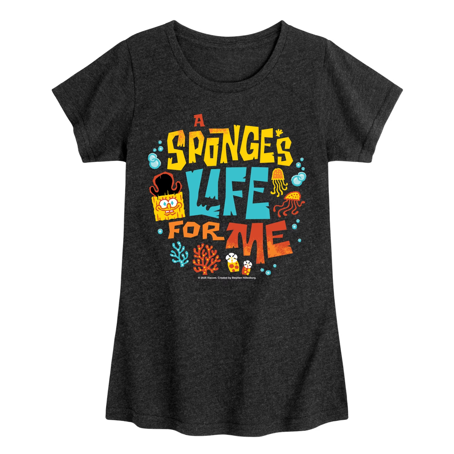 woobulk_1785125368261_0_49a7c00c.jpg SpongeBob SquarePants Graphic Tee A Sponge's Life For Me Funny Cartoon T-Shirt