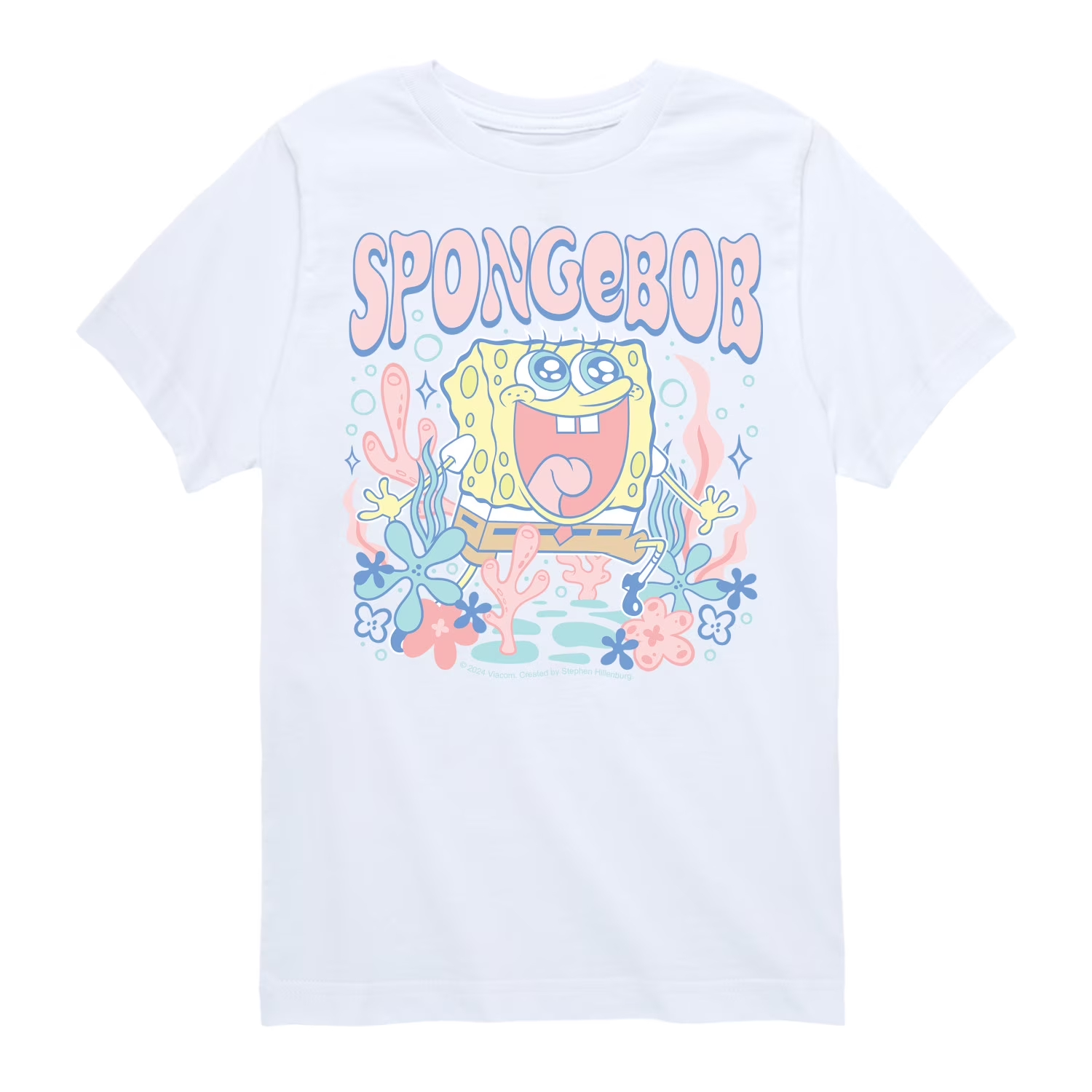 woobulk_1785125424770_0_066f0adc.jpg SpongeBob T-Shirt for Adults Kids Retro Pastel Cartoon Graphic Tee