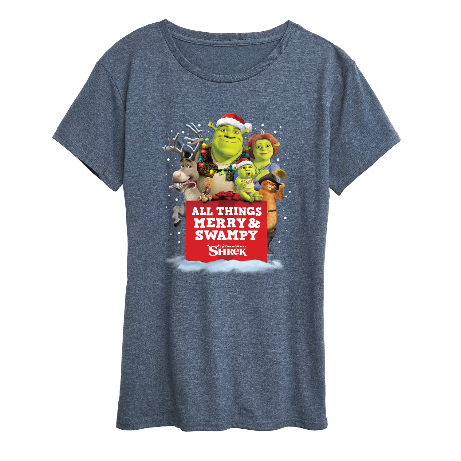 Funny Shrek All Things Merry And Swampy Christmas Graphic T-Shirt Holiday Movie Merch Tee