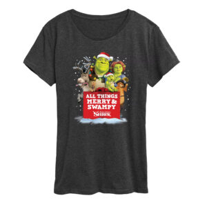 Funny Shrek All Things Merry And Swampy Christmas Graphic T-Shirt Holiday Movie Merch Tee