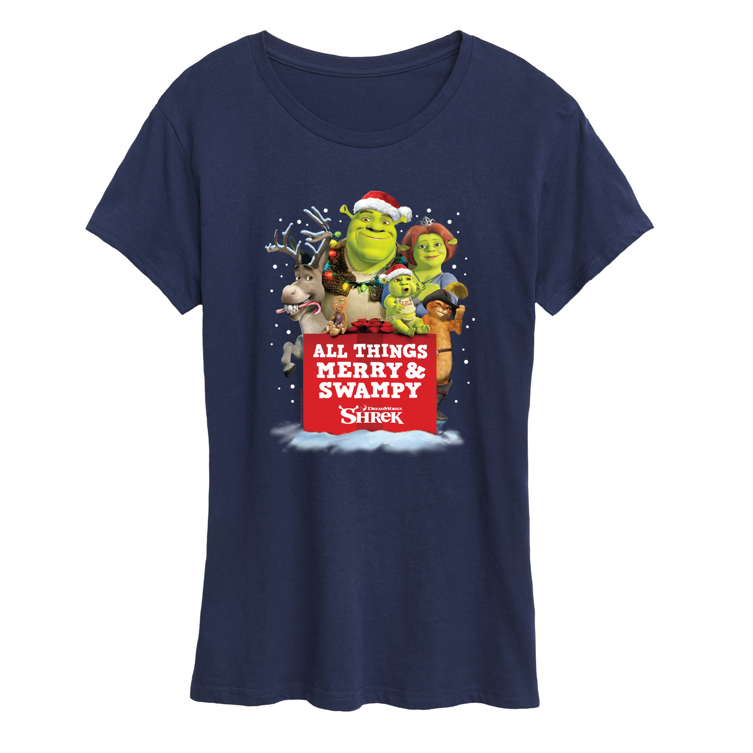 Funny Shrek All Things Merry And Swampy Christmas Graphic T-Shirt Holiday Movie Merch Tee