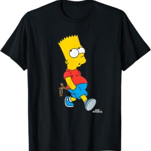 Classic Bart Simpson Graphic Tee T-Shirt Retro 90s Cartoon Nostalgia Shirt with Matt Groening Signature