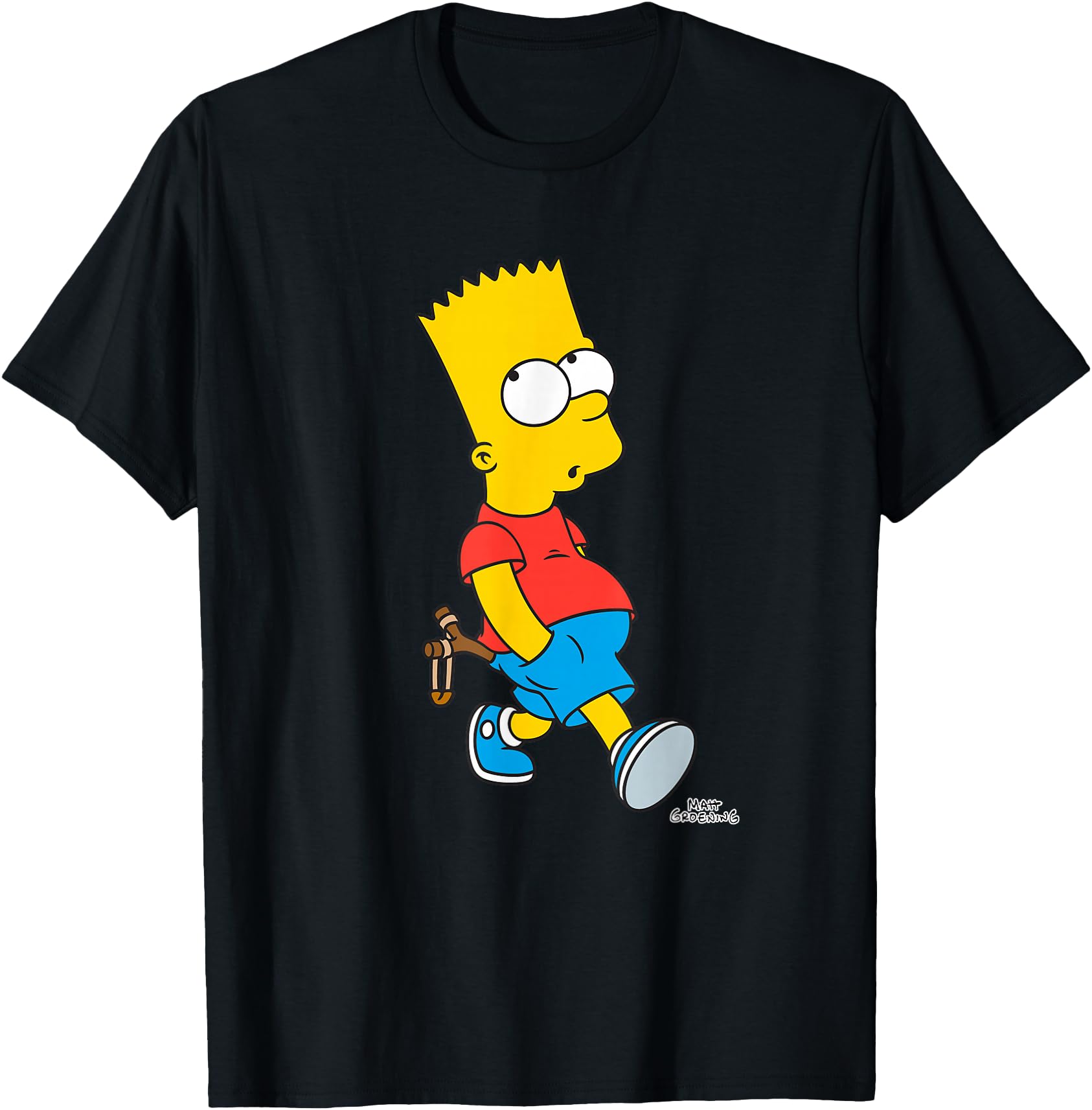 Classic Bart Simpson Graphic Tee T-Shirt Retro 90s Cartoon Nostalgia Shirt with Matt Groening Signature