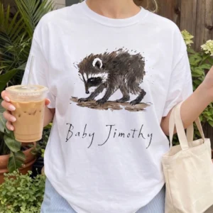 Personalized Watercolor Raccoon Graphic Tee Custom Cute Animal Shirt Idea for Raccoon Lovers