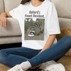 Ballard's Finest Resident Raccoon Graphic Tee Funny Seattle Neighborhood Trash Panda Shirt