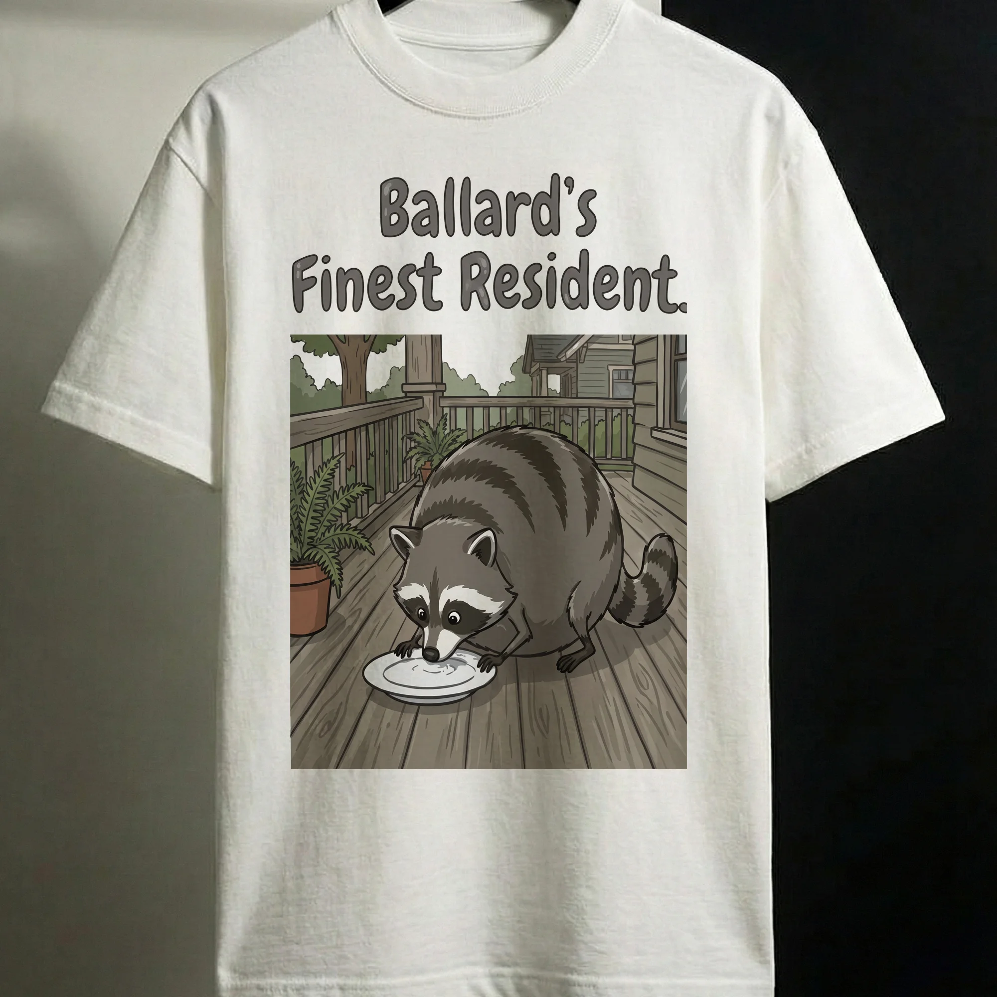 Ballard's Finest Resident Raccoon Graphic Tee Funny Seattle Neighborhood Trash Panda Shirt