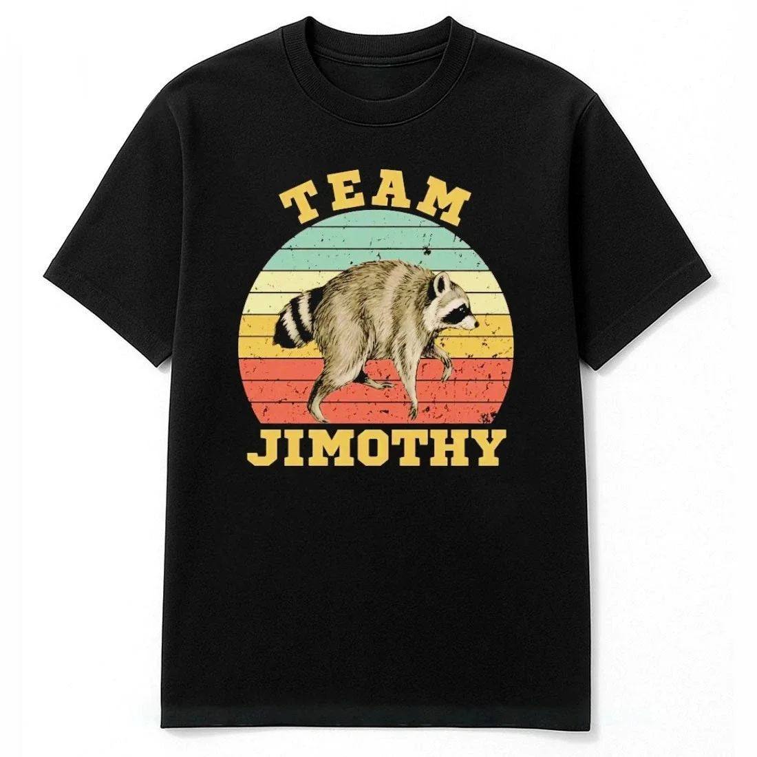 Custom Team T-Shirt Retro Sunset Raccoon Funny Personalized Group Tee