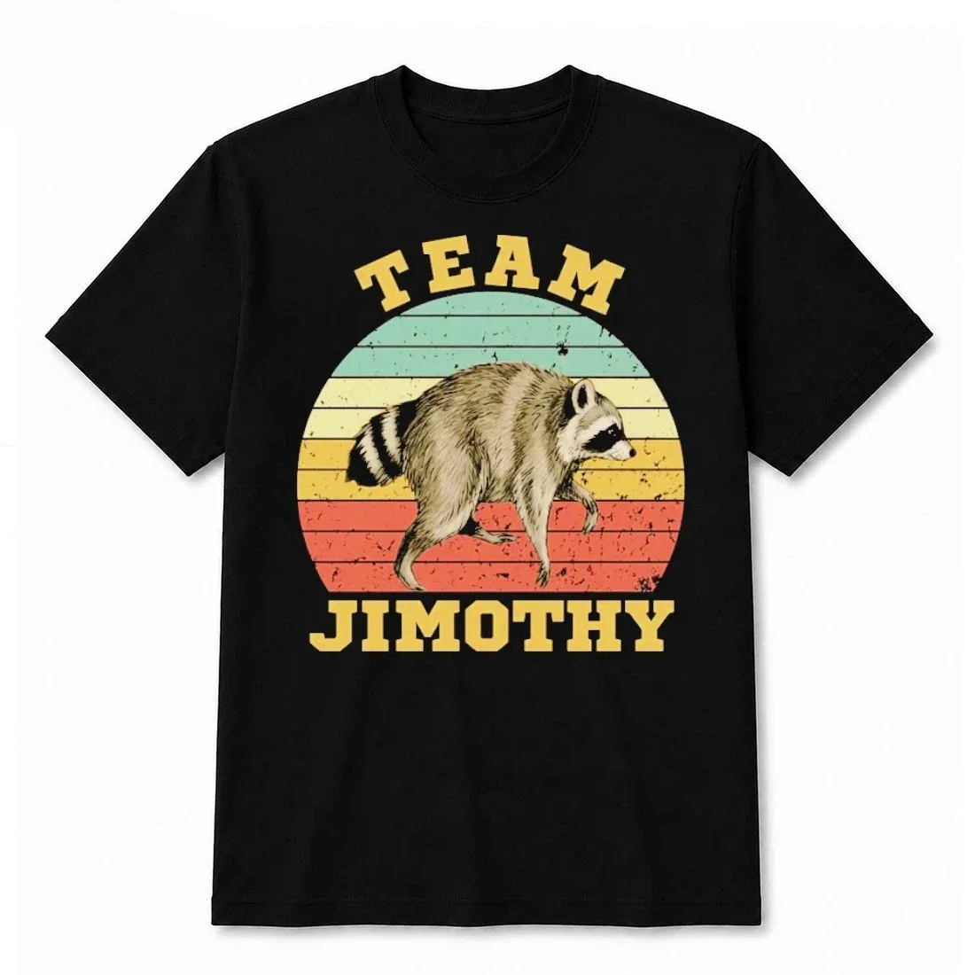 Custom Team T-Shirt Retro Sunset Raccoon Funny Personalized Group Tee