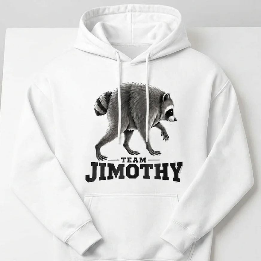 Team Jimothy Raccoon Hoodie Funny Animal Graphic Pullover Comfortable Unisex Sweatshirt