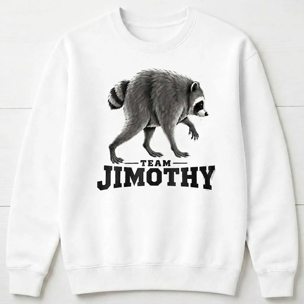 Team Jimothy Raccoon Hoodie Funny Animal Graphic Pullover Comfortable Unisex Sweatshirt
