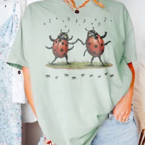 Dancing Ladybug Graphic Sweatshirt Cute Cottagecore Music Lover Gift Comfy Bug Crewneck