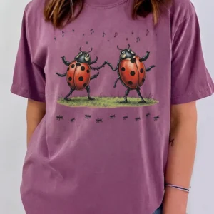 Dancing Ladybug Graphic Sweatshirt Cute Cottagecore Music Lover Gift Comfy Bug Crewneck