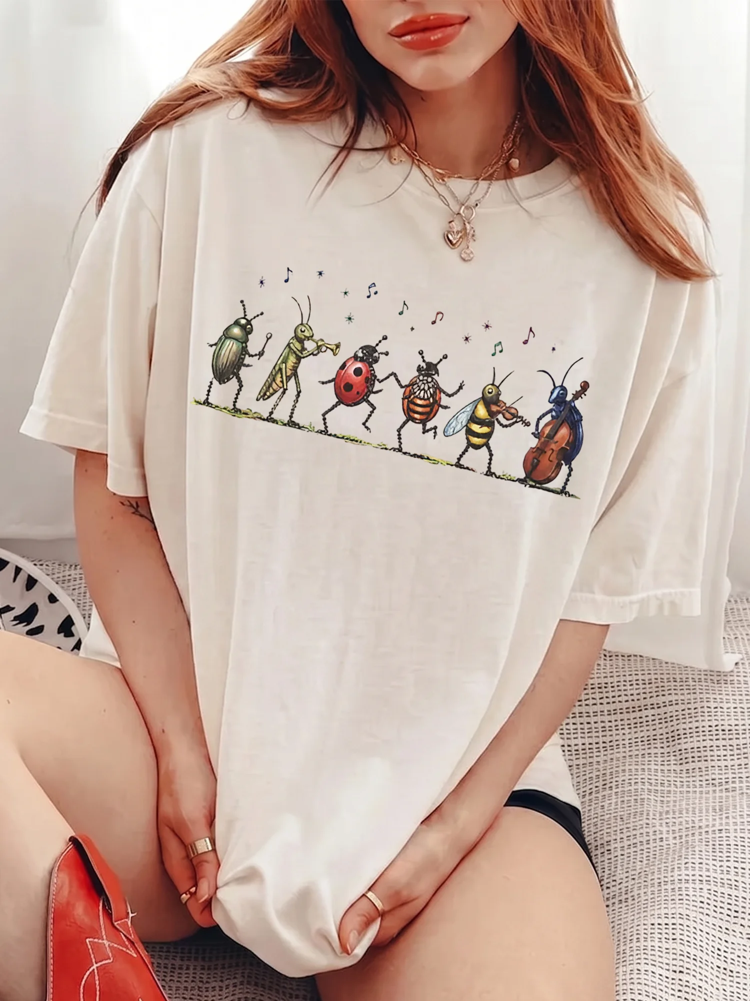 Cute Insect Band Sweatshirt Quirky Bug Music Graphic Crewneck Naturecore Entomology Gift
