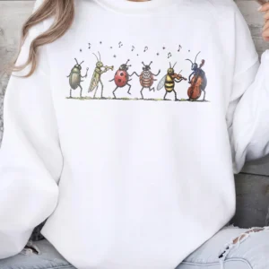 Cute Insect Band Sweatshirt Quirky Bug Music Graphic Crewneck Naturecore Entomology Gift