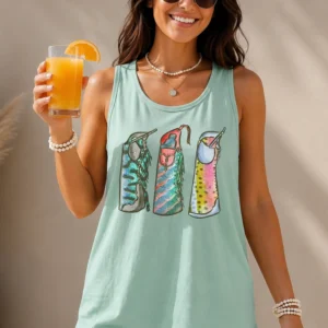 Women's Tank Top Mint Green Colorful Tumbler Graphic Casual Summer Sleeveless Beach Shirt