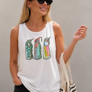 Women's Tank Top Mint Green Colorful Tumbler Graphic Casual Summer Sleeveless Beach Shirt