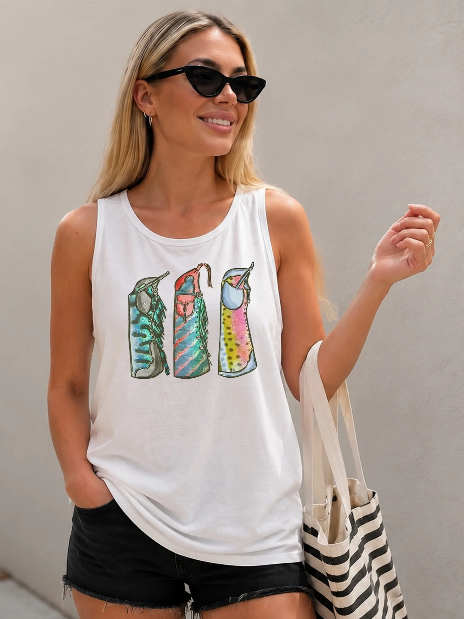 Women's Tank Top Mint Green Colorful Tumbler Graphic Casual Summer Sleeveless Beach Shirt