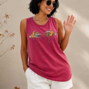 Vintage Tattoo Style Graphic Tank Top Sleeveless Shirt Edgy Summer Apparel for Women