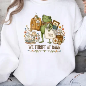 We Thrift At Dawn Graphic Tee Vintage Thriftcore Frog Shirt Found Treasure Aesthetic T-Shirt