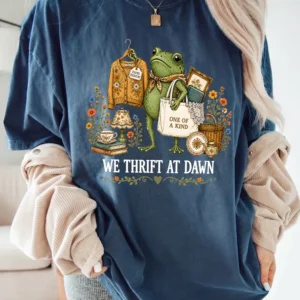 We Thrift At Dawn Graphic Tee Vintage Thriftcore Frog Shirt Found Treasure Aesthetic T-Shirt