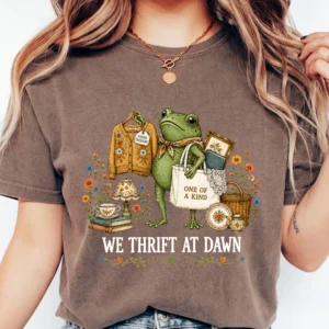 We Thrift At Dawn Graphic Tee Vintage Thriftcore Frog Shirt Found Treasure Aesthetic T-Shirt