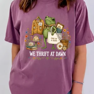 We Thrift At Dawn Graphic Tee Vintage Thriftcore Frog Shirt Found Treasure Aesthetic T-Shirt
