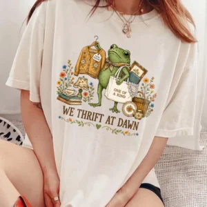 We Thrift At Dawn Graphic Tee Vintage Thriftcore Frog Shirt Found Treasure Aesthetic T-Shirt