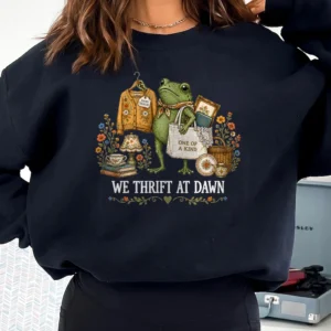 We Thrift At Dawn Graphic Tee Vintage Thriftcore Frog Shirt Found Treasure Aesthetic T-Shirt