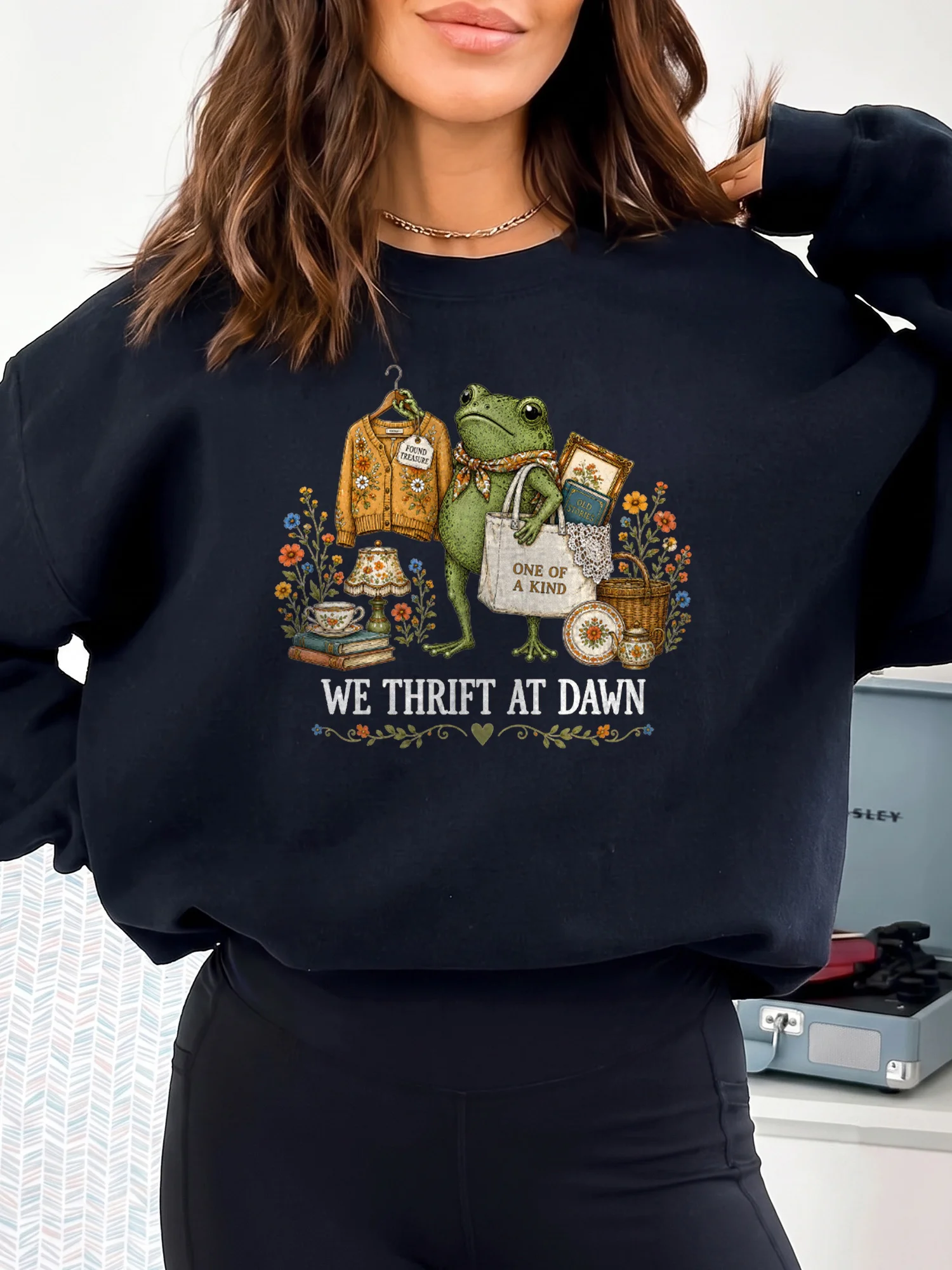 We Thrift At Dawn Graphic Tee Vintage Thriftcore Frog Shirt Found Treasure Aesthetic T-Shirt