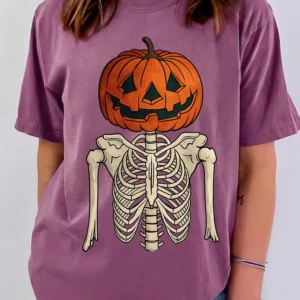 Women's Jack O Lantern Skeleton Sweatshirt Vintage Spooky Halloween Sweater