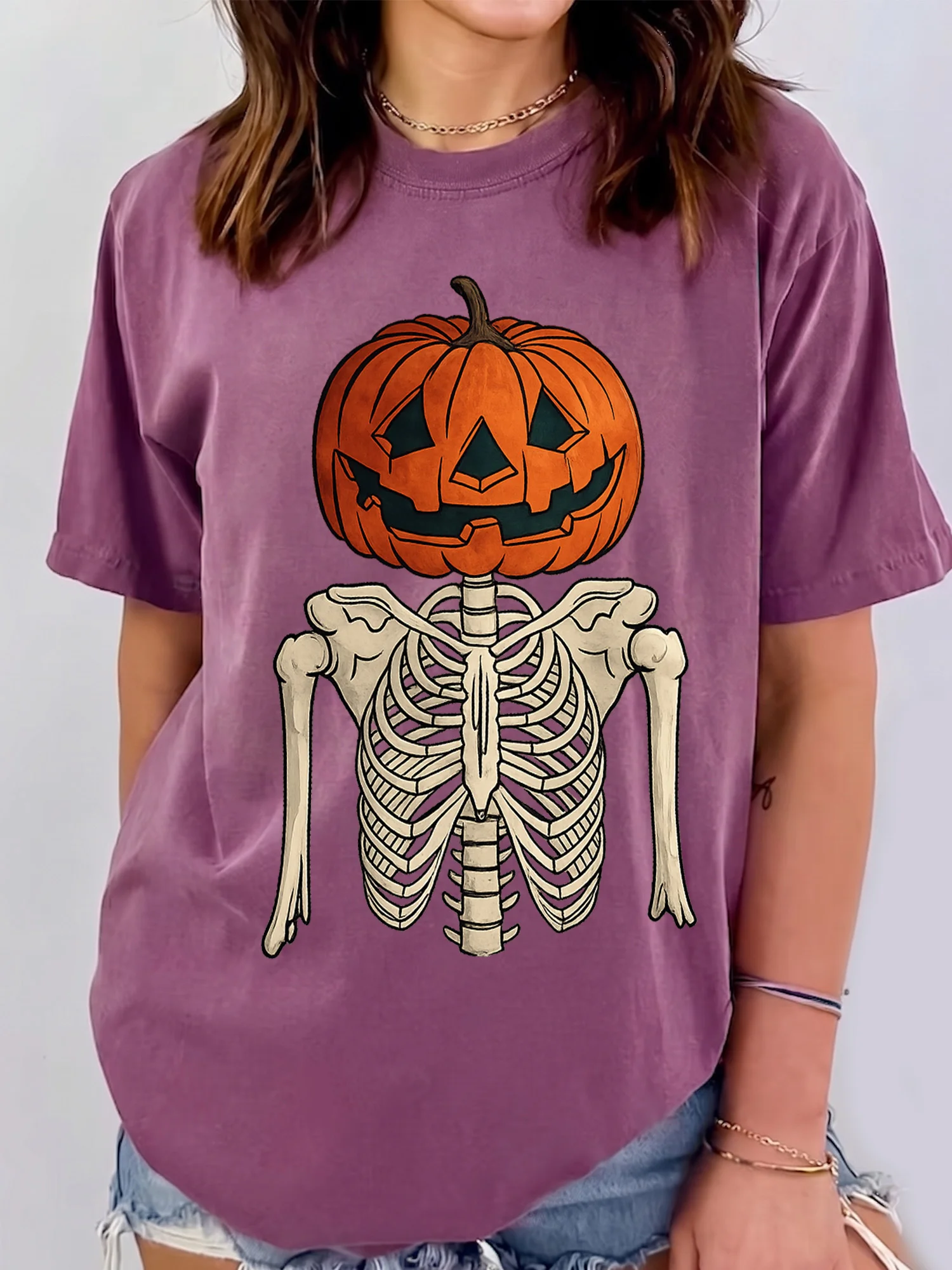 Women's Jack O Lantern Skeleton Sweatshirt Vintage Spooky Halloween Sweater