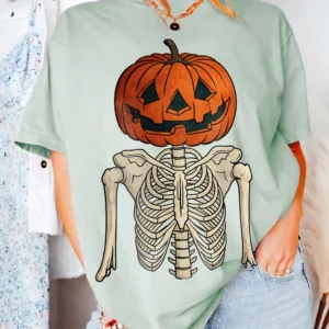 Women's Jack O Lantern Skeleton Sweatshirt Vintage Spooky Halloween Sweater
