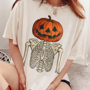 Women's Jack O Lantern Skeleton Sweatshirt Vintage Spooky Halloween Sweater
