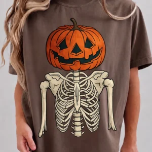 Women's Jack O Lantern Skeleton Sweatshirt Vintage Spooky Halloween Sweater